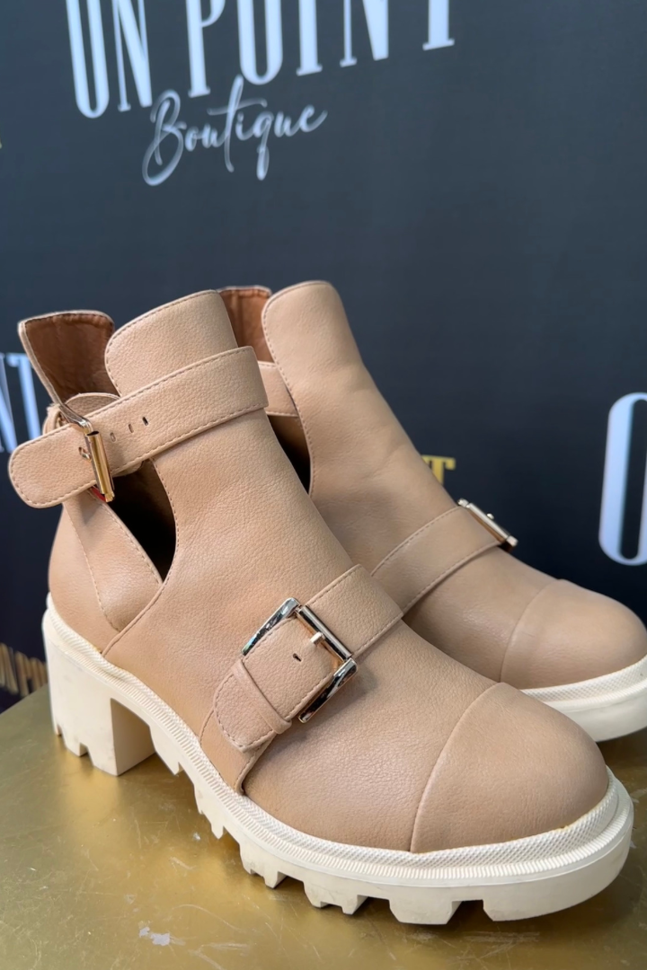Making Moves Strappy Cut Out Boots