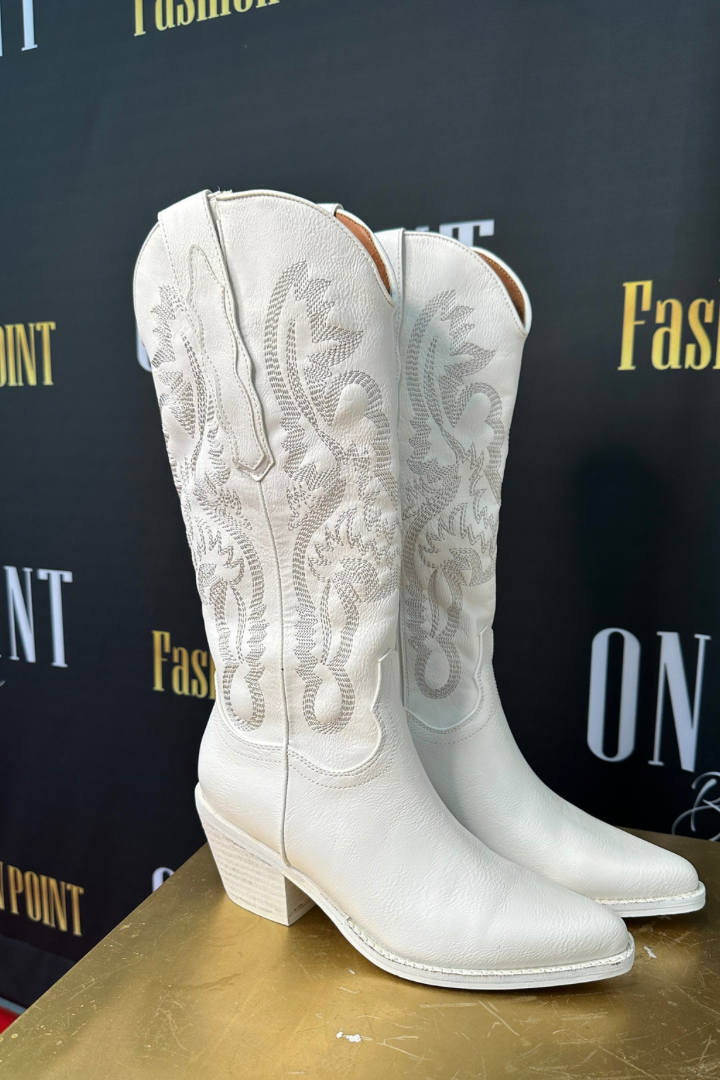 Tall white cowboy boots cheap
