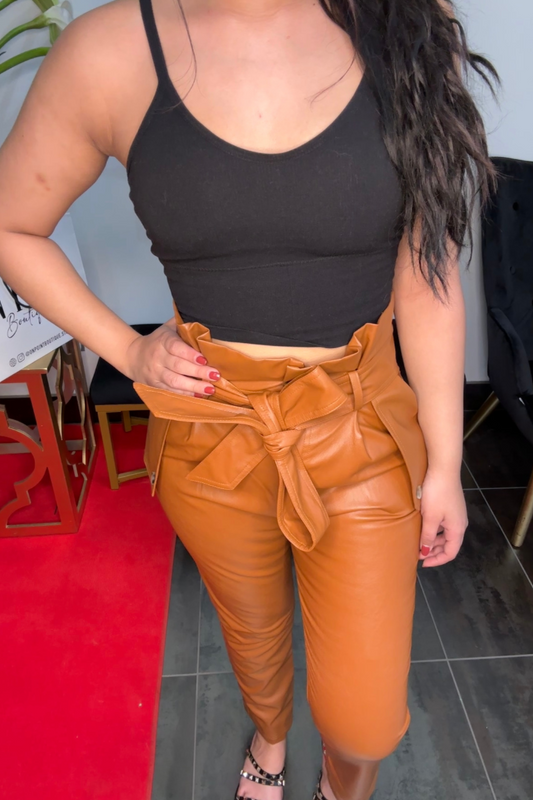Stay Sassy Leather Paperbag Pants