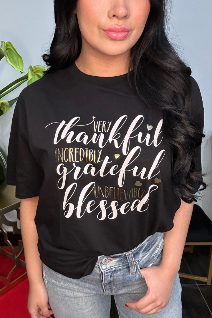 Thankful, Grateful & Blessed Graphic Tee