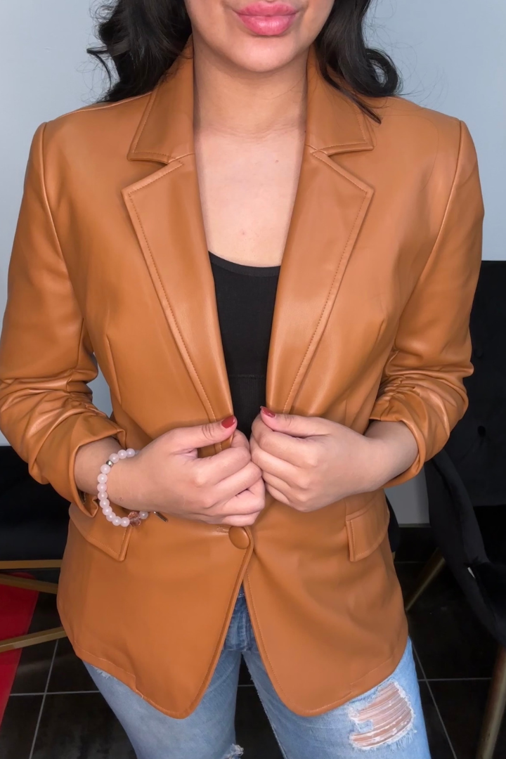 She Means Business Leather Blazer